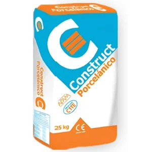 Construct Porcelanico 25 kg porcelain tile adhesive bag designed for superior bonding, high strength, and reliable installation of porcelain wall and floor tiles.