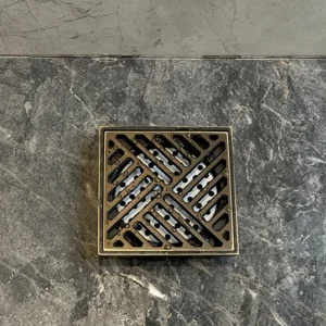 Grill Pattern Brown Brass Floor Drain