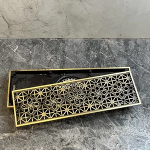 Patterned Gold Brass Floor Drain