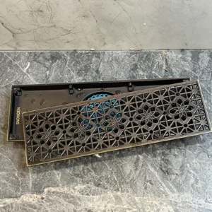 Patterned Brown Brass Floor Drain