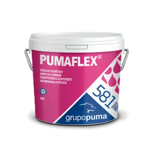 PUMAFLEX 581 waterproofing coating in a 25 L bucket, providing durable waterproof protection for concrete, masonry, bathrooms, roofs, and other construction surfaces.