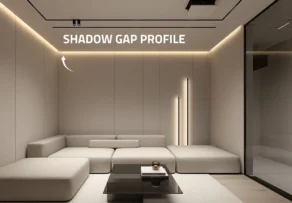 Modern minimalist living room featuring concealed ceiling lighting with a shadow gap design installed by an Aluminium Profile Supplier for Shadow Gap applications.