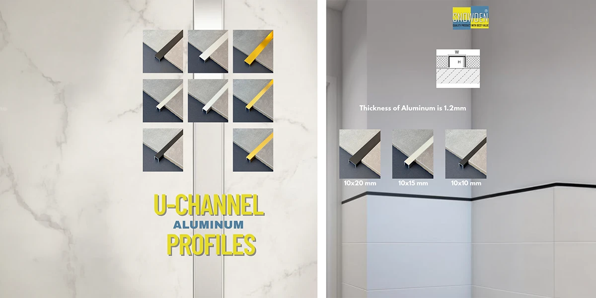 Aluminium profile manufacturer supplying durable U-channel aluminium profiles in multiple finishes and sizes for glass, tile and architectural projects.